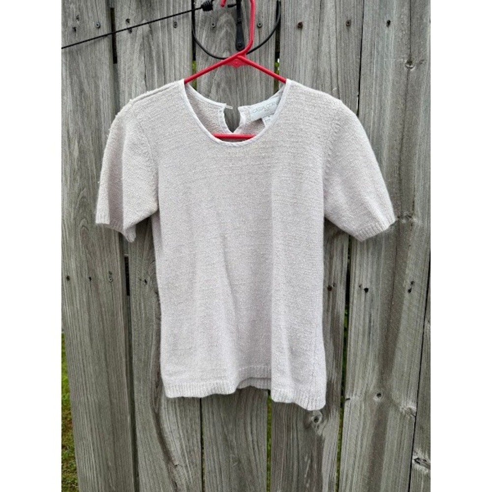 Silk‎ Angora Blend Casual Corner Short Sleeve Sweater Top Womens Medium Beige